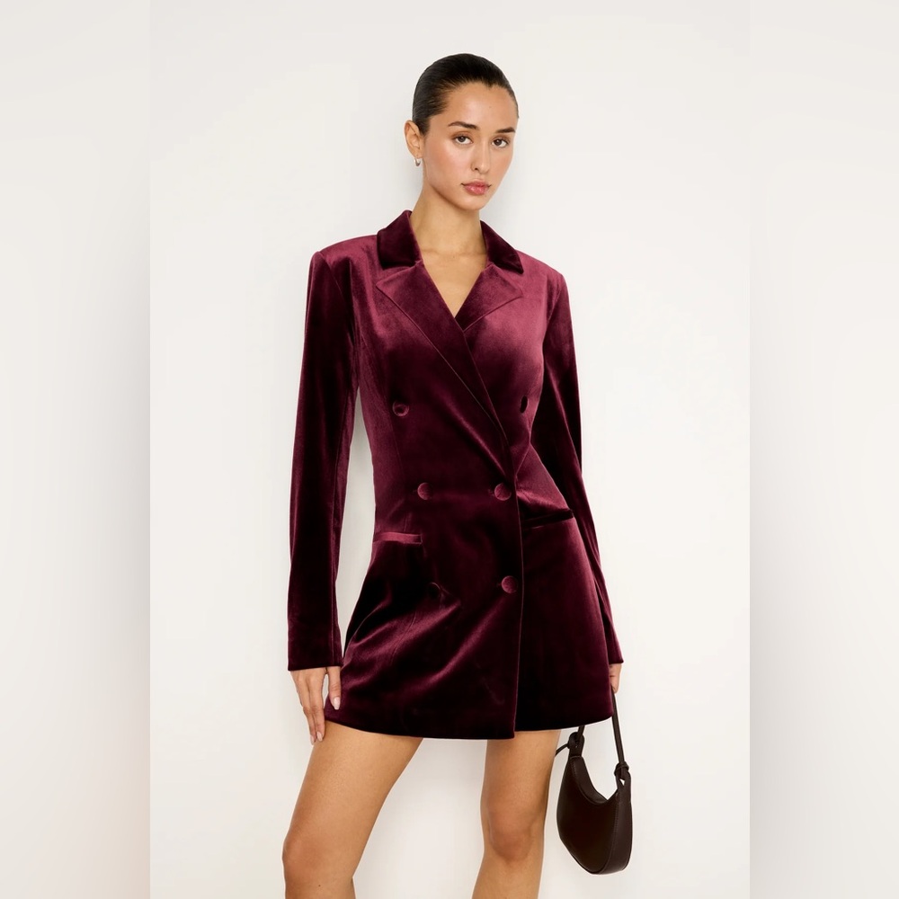 Good American Burgundy Velvet Mini Dress